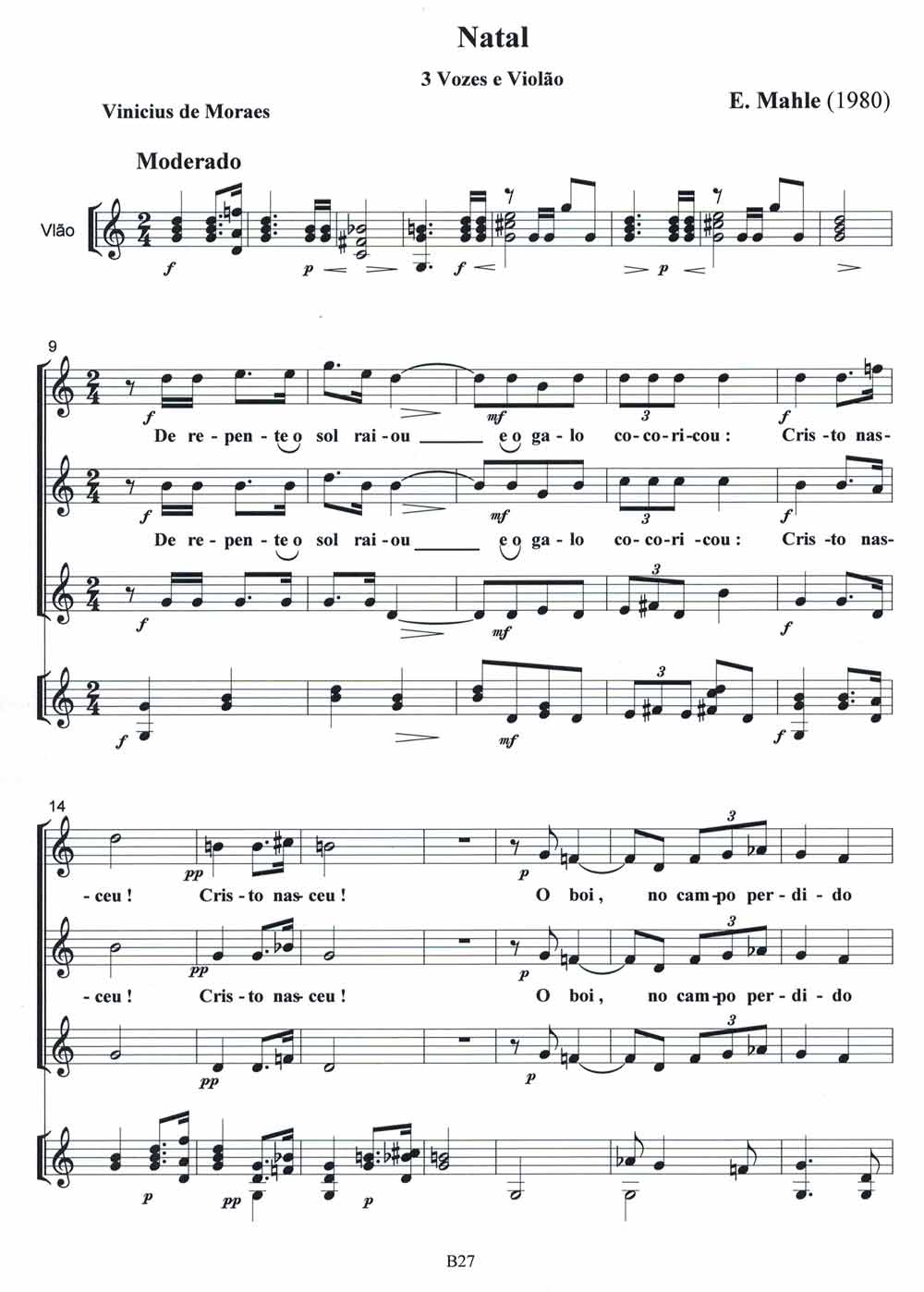 Natal (1980) for Three Voices and Guitar, B 57, by Ernst Mahle